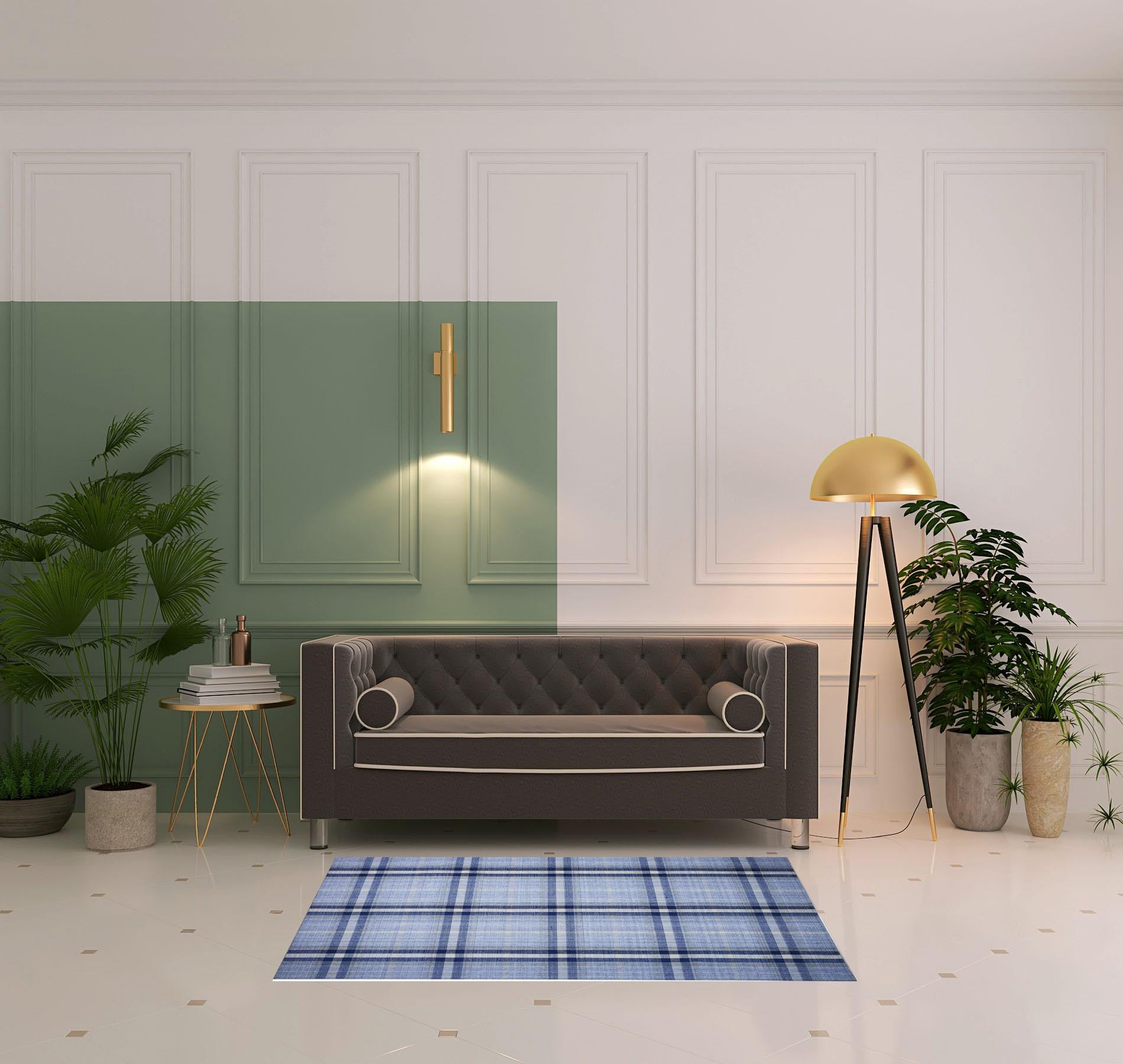 Blue Green And Black Abstract Hand Woven Stain Resistant Area Rug - 4' x 6'