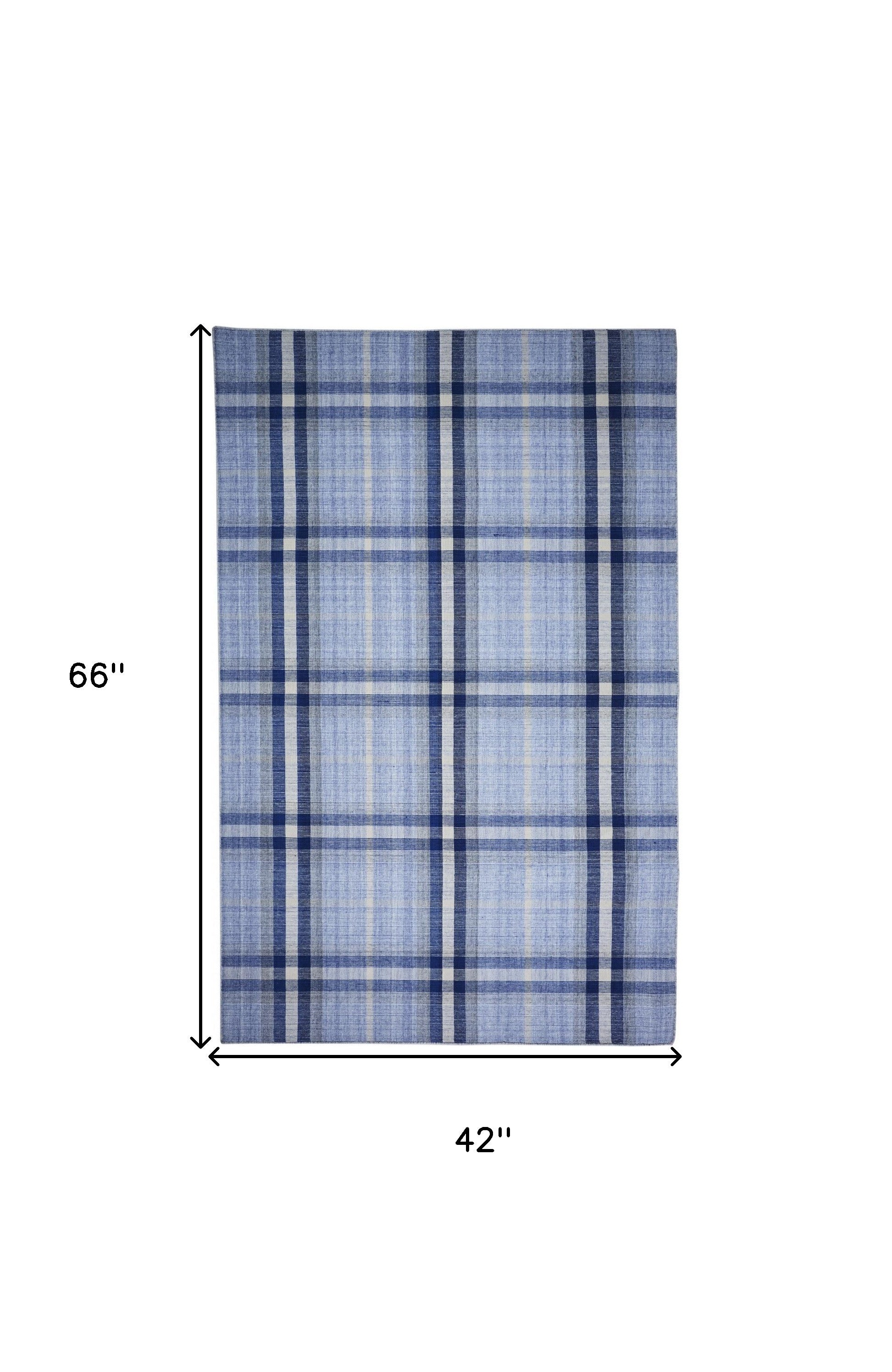 Blue Green And Black Abstract Hand Woven Stain Resistant Area Rug - 4' x 6'