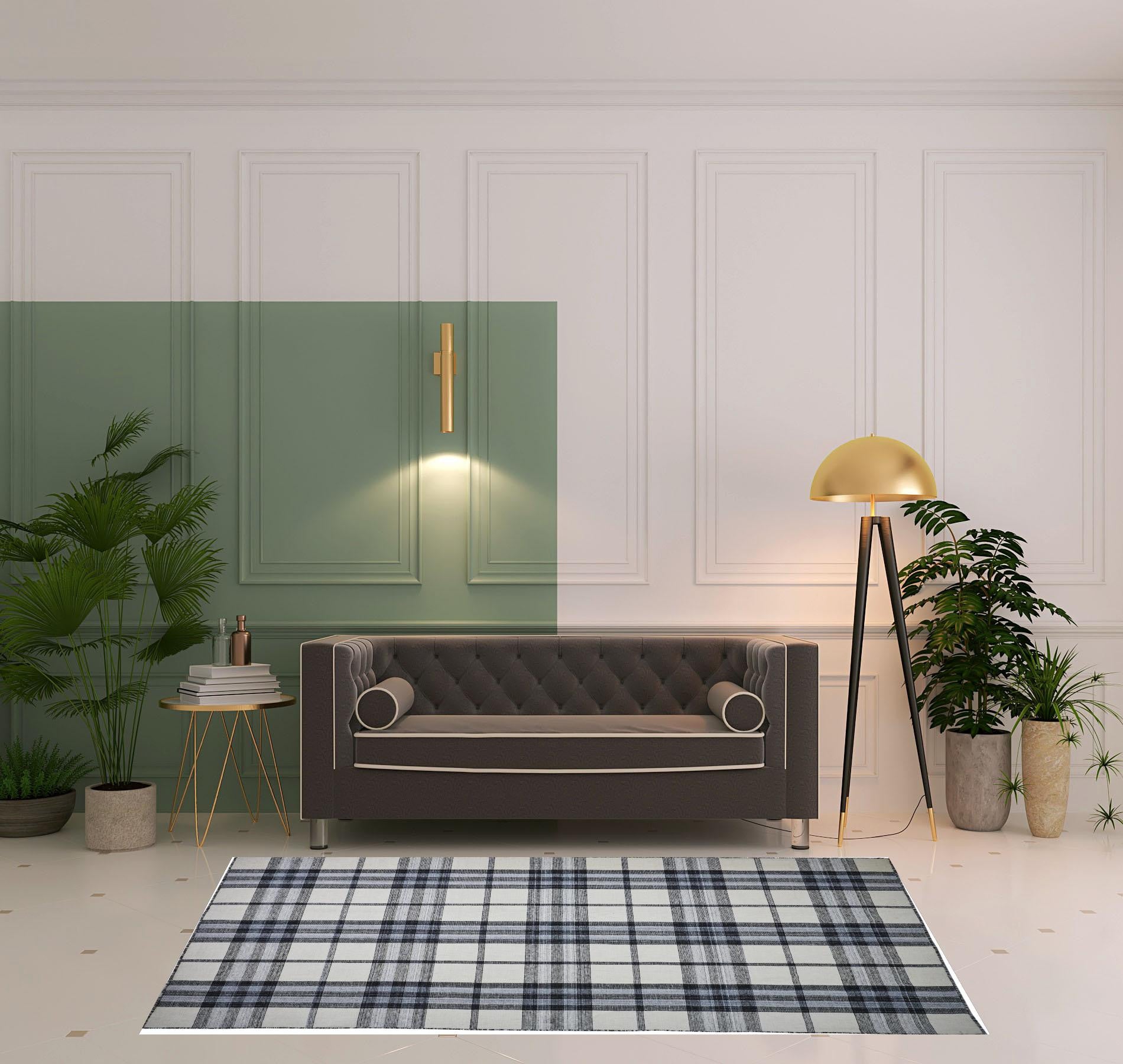 Blue Green And Black Abstract Hand Woven Stain Resistant Area Rug - 4' x 6'