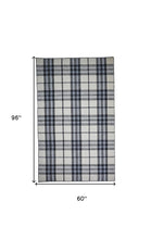 Blue Green And Black Abstract Hand Woven Stain Resistant Area Rug - 4' x 6'