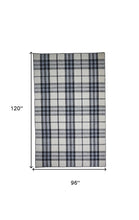 Blue Green And Black Abstract Hand Woven Stain Resistant Area Rug - 4' x 6'