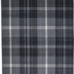 4' X 6' Black Gray And White Abstract Hand Woven Stain Resistant Area Rug