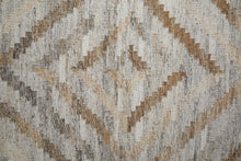 4' X 6' Ivory Gray And Tan Geometric Hand Woven Stain Resistant Area Rug With Fringe