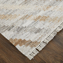 4' X 6' Ivory Gray And Tan Geometric Hand Woven Stain Resistant Area Rug With Fringe