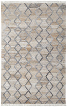 Gray Ivory And Tan Geometric Hand Woven Stain Resistant Area Rug With Fringe - 4' x 6'