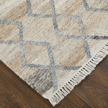 Gray Ivory And Tan Geometric Hand Woven Stain Resistant Area Rug With Fringe - 4' x 6'