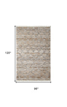 5' X 8' Tan Gray And Ivory Geometric Hand Woven Stain Resistant Area Rug With Fringe
