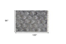4' X 6' Gray Silver And Taupe Geometric Hand Woven Stain Resistant Area Rug With Fringe