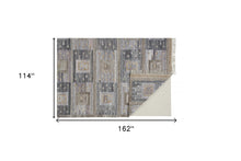Gray Taupe And Tan Geometric Hand Woven Stain Resistant Area Rug With Fringe - 4' x 6'