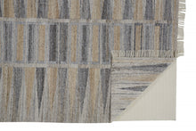 Tan Gray And Taupe Geometric Hand Woven Stain Resistant Area Rug With Fringe - 4' x 6'