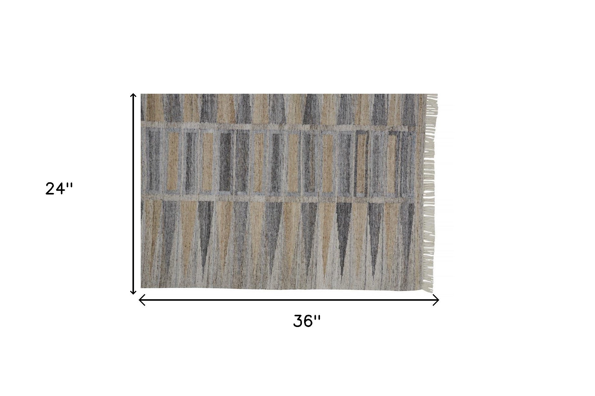 Tan Gray And Taupe Geometric Hand Woven Stain Resistant Area Rug With Fringe - 4' x 6'