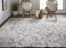 4' X 6' Taupe Gray And Blue Geometric Hand Woven Stain Resistant Area Rug With Fringe