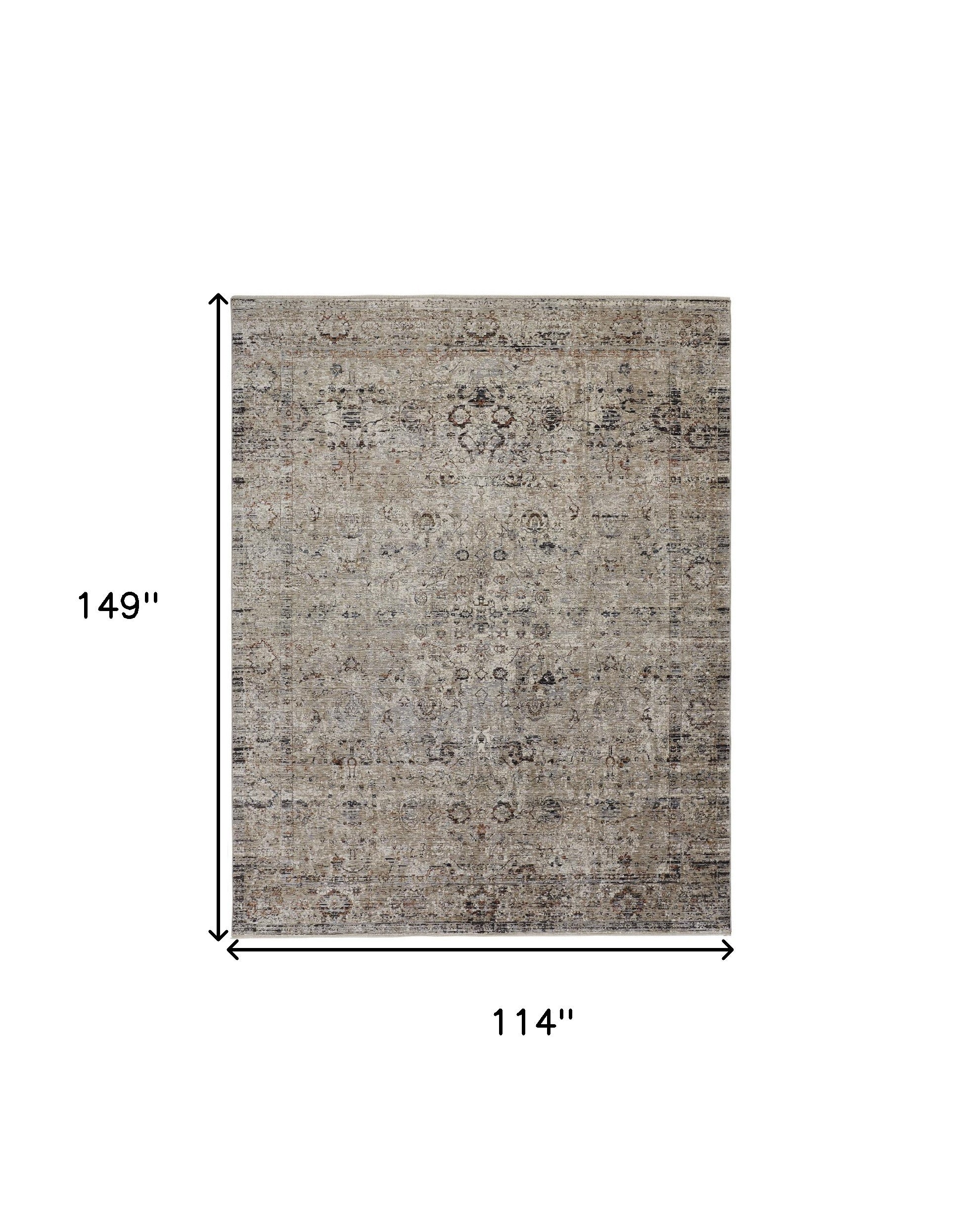 2' X 3' Taupe Ivory And Gray Abstract Distressed Area Rug With Fringe