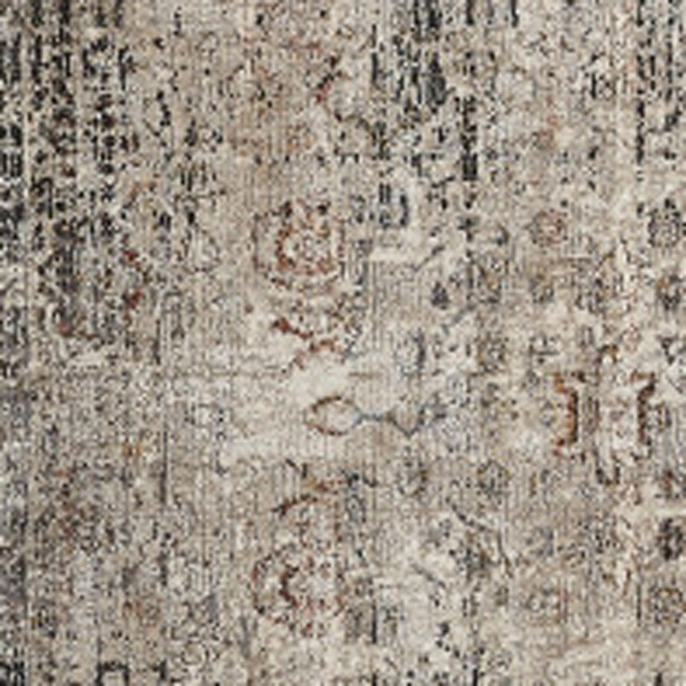 2' X 3' Taupe Ivory And Gray Abstract Distressed Area Rug With Fringe