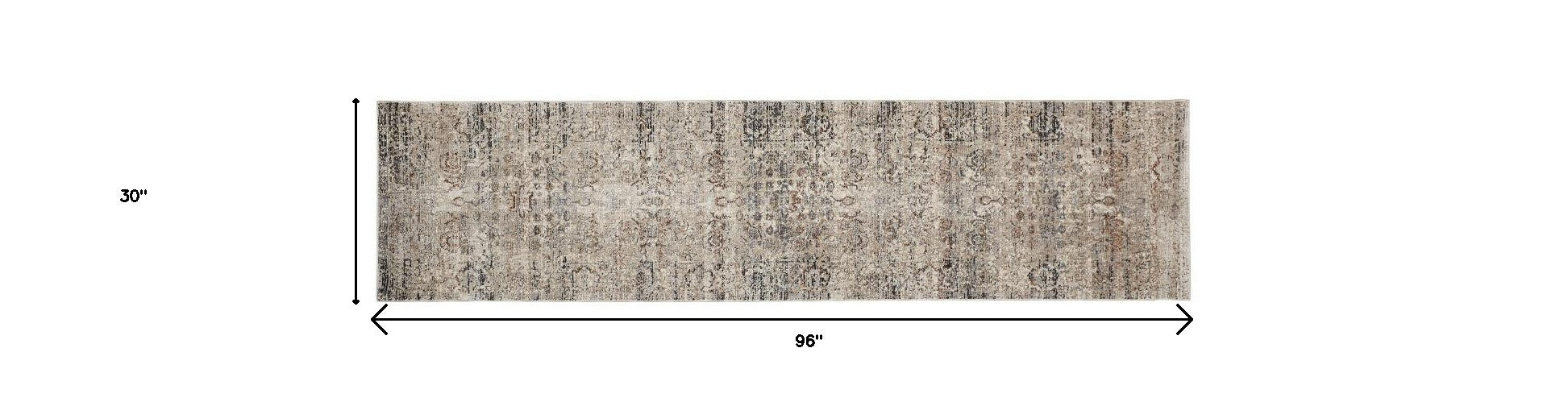 2' X 3' Taupe Ivory And Gray Abstract Distressed Area Rug With Fringe