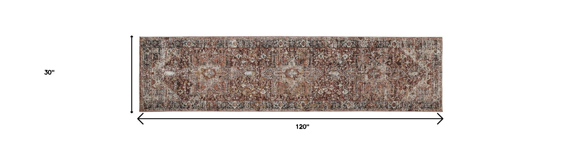 2' X 3' Red Ivory And Black Abstract Distressed Area Rug With Fringe