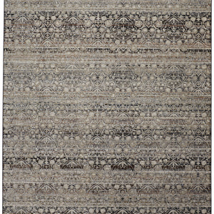 2' X 3' Gray Ivory And Tan Abstract Distressed Area Rug With Fringe