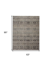 2' X 3' Gray Ivory And Tan Abstract Distressed Area Rug With Fringe