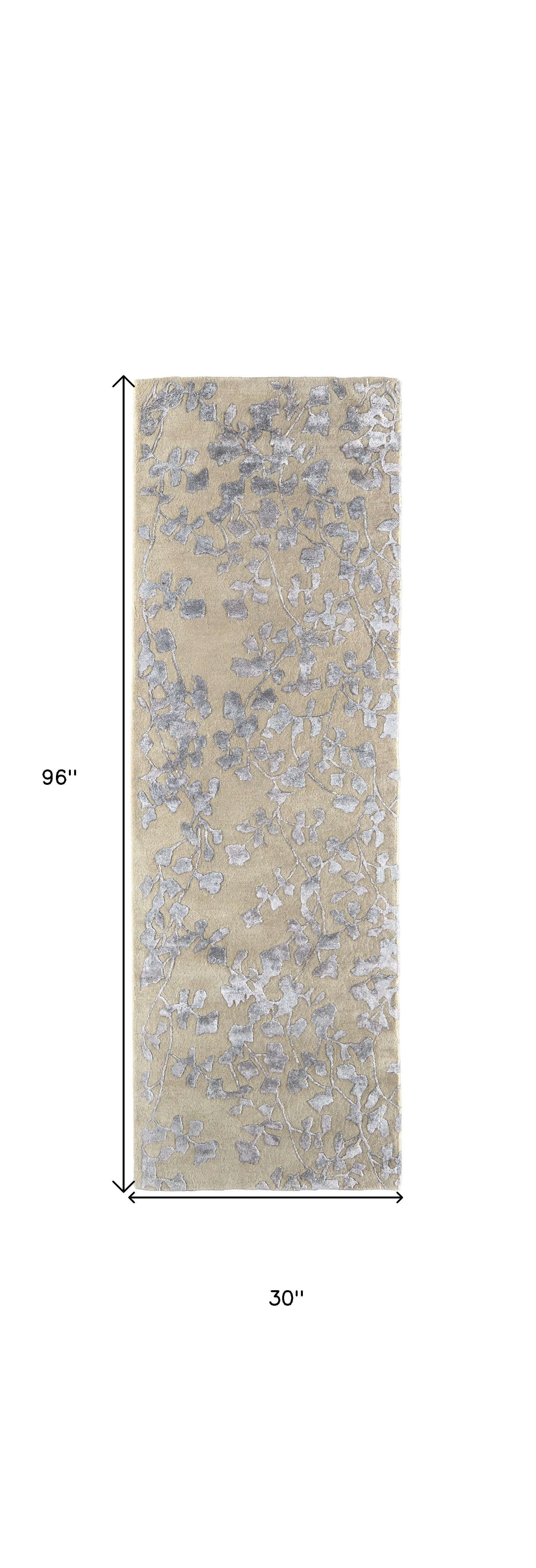 5' X 8' Blue Wool Floral Tufted Handmade Area Rug