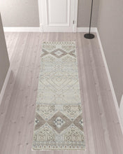 4' X 6' Gray Ivory And Pink Geometric Hand Knotted Area Rug