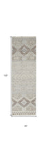 4' X 6' Gray Ivory And Pink Geometric Hand Knotted Area Rug