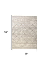 4' X 6' Ivory Tan And Gray Geometric Hand Knotted Area Rug