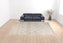 4' X 6' Ivory Tan And Gray Geometric Hand Knotted Area Rug