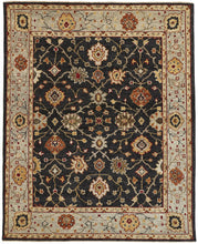 4' X 6' Black Gold And Gray Wool Floral Hand Knotted Stain Resistant Area Rug With Fringe