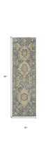 4' X 6' Blue Gold And Tan Wool Floral Hand Knotted Stain Resistant Area Rug With Fringe