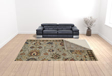 4' X 6' Gray Gold And Red Wool Floral Hand Knotted Stain Resistant Area Rug With Fringe