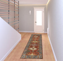 4' X 6' Red Blue And Orange Wool Floral Hand Knotted Stain Resistant Area Rug With Fringe