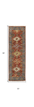 4' X 6' Red Blue And Orange Wool Floral Hand Knotted Stain Resistant Area Rug With Fringe