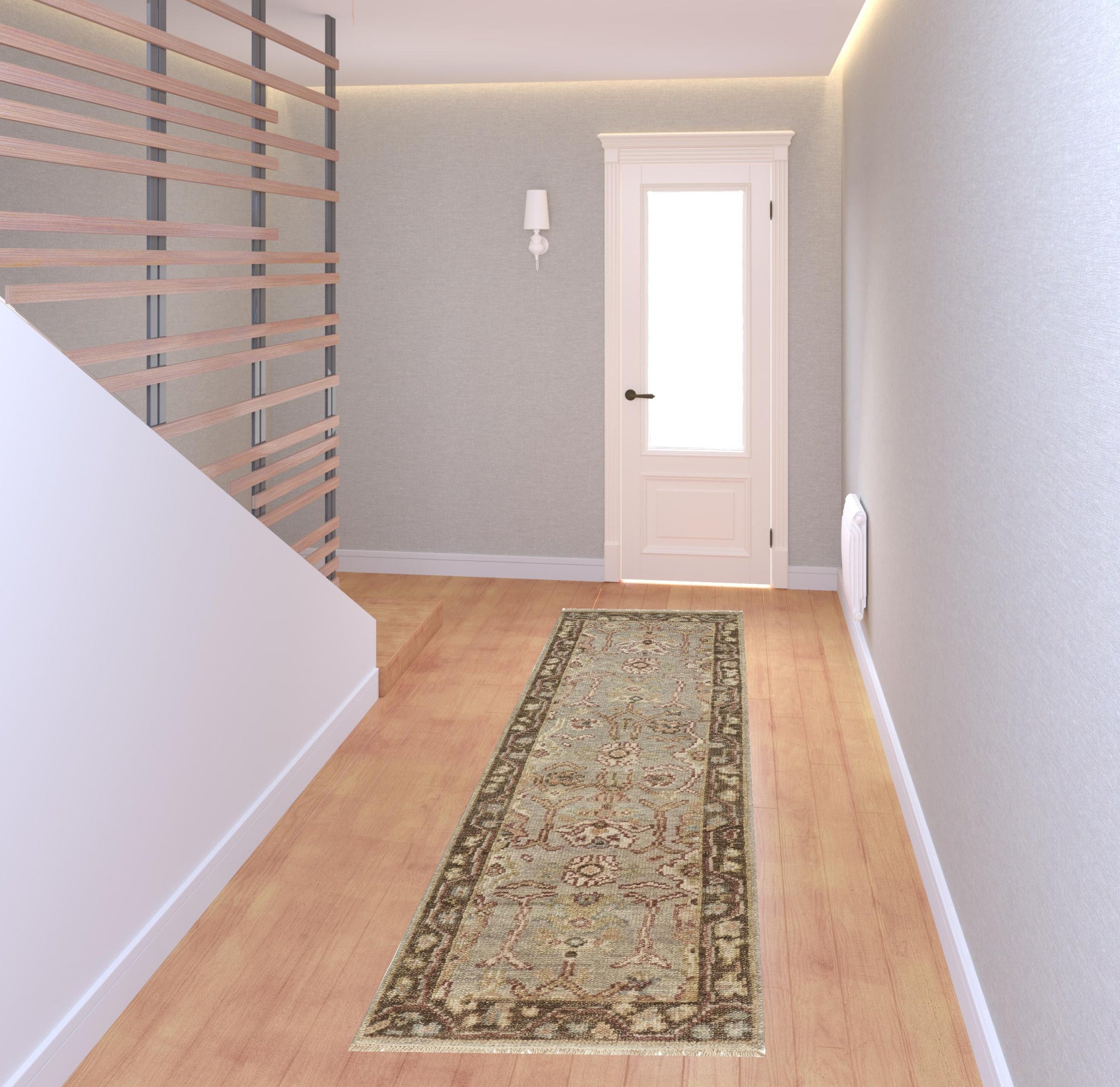 4' X 6' Gray Brown And Gold Wool Floral Hand Knotted Stain Resistant Area Rug With Fringe