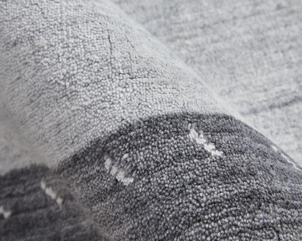 4' X 6' Gray Blue And Black Wool Hand Knotted Stain Resistant Area Rug