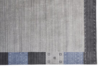 4' X 6' Gray Blue And Black Wool Hand Knotted Stain Resistant Area Rug