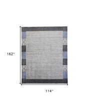 4' X 6' Gray Blue And Black Wool Hand Knotted Stain Resistant Area Rug