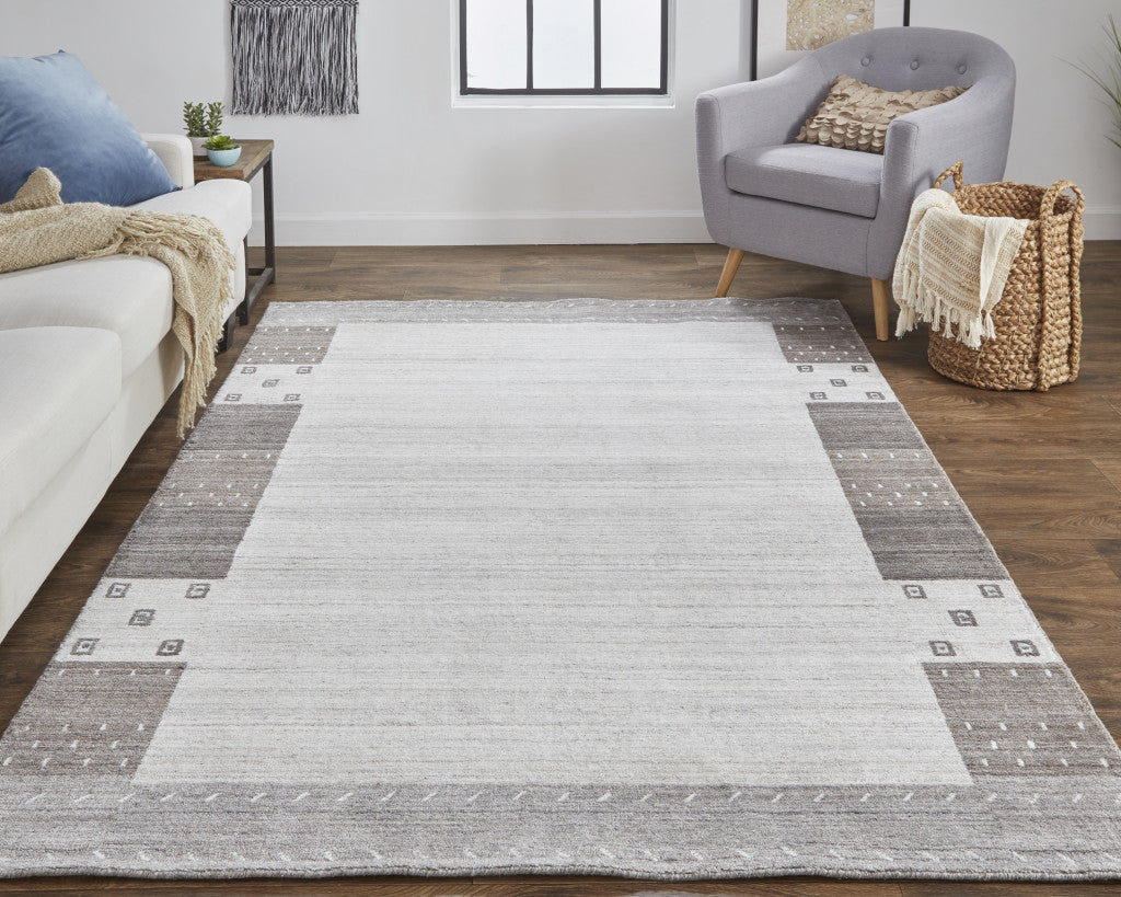 4' X 6' Gray Blue And Black Wool Hand Knotted Stain Resistant Area Rug