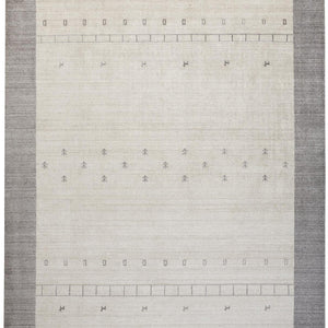 4' X 6' Ivory And Gray Wool Hand Knotted Stain Resistant Area Rug