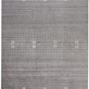 4' X 6' Gray And Ivory Wool Hand Knotted Stain Resistant Area Rug