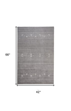 4' X 6' Gray And Ivory Wool Hand Knotted Stain Resistant Area Rug