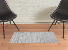 4' X 6' Ivory And Taupe Striped Hand Woven Stain Resistant Area Rug