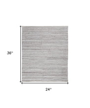 4' X 6' Ivory And Taupe Striped Hand Woven Stain Resistant Area Rug