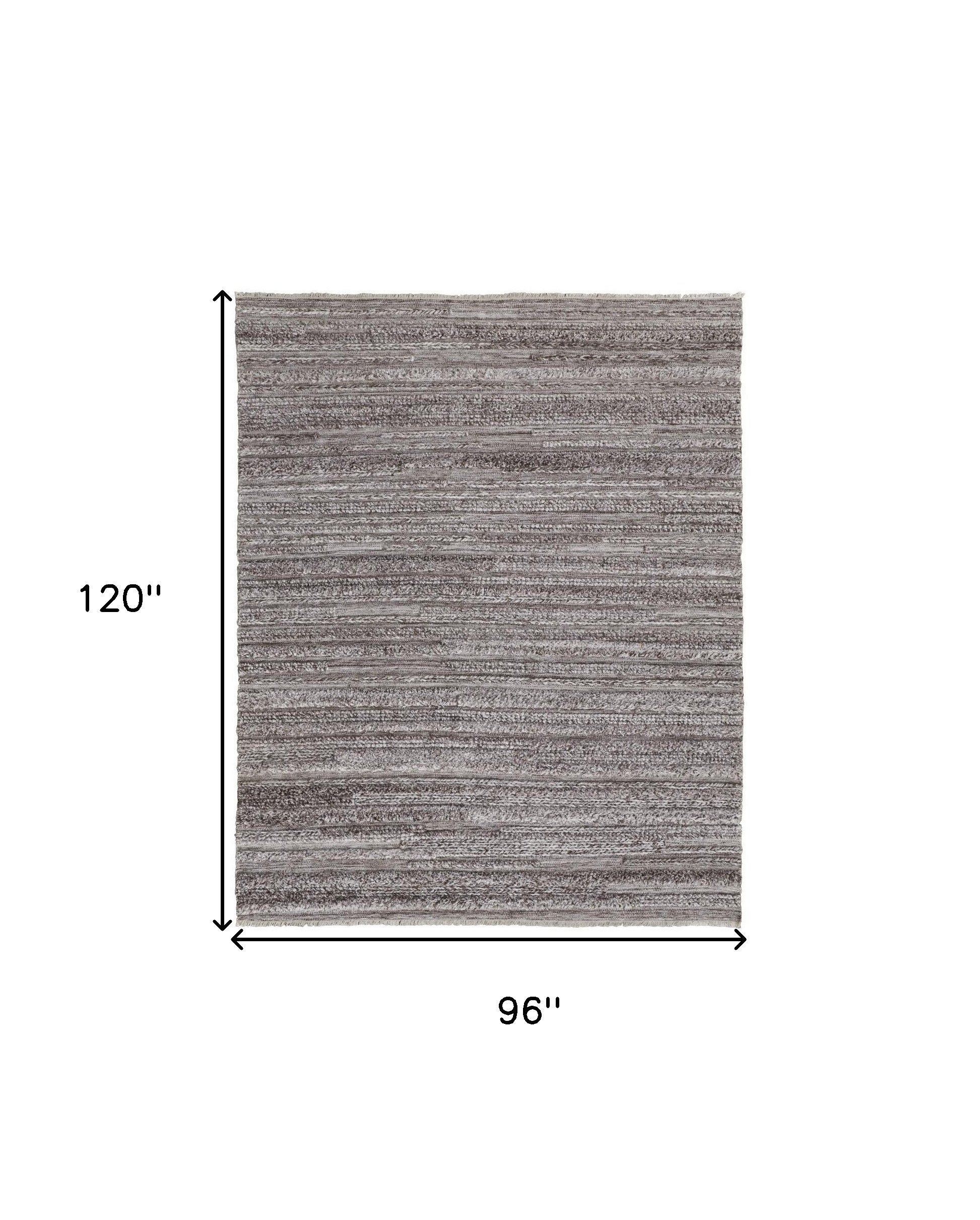 4' X 6' Ivory And Taupe Striped Hand Woven Stain Resistant Area Rug