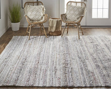 4' X 6' Ivory And Taupe Striped Hand Woven Stain Resistant Area Rug