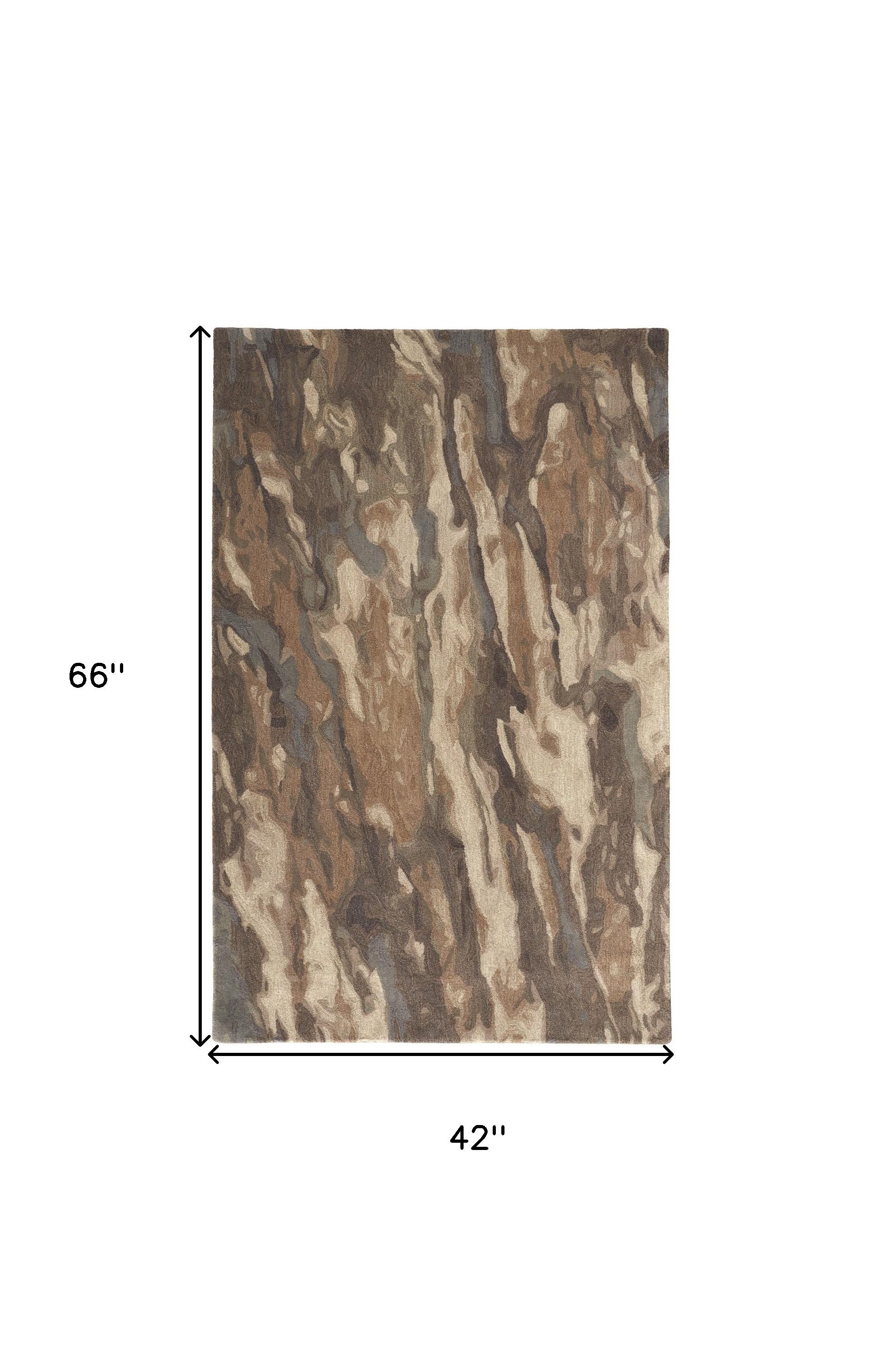 4' X 6' Brown Gray And Tan Wool Abstract Tufted Handmade Stain Resistant Area Rug