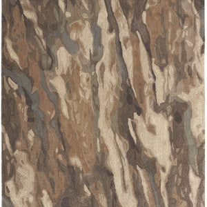 4' X 6' Brown Gray And Tan Wool Abstract Tufted Handmade Stain Resistant Area Rug