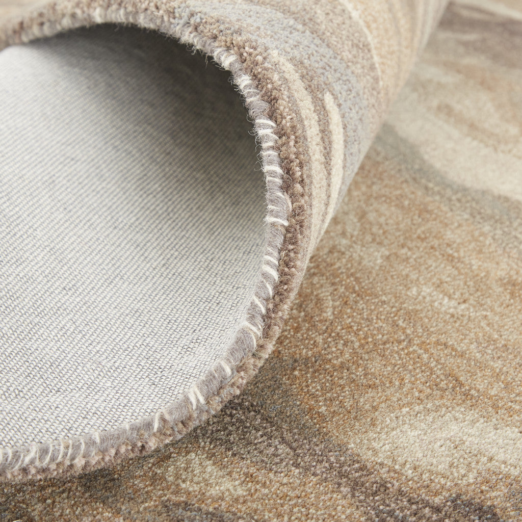 4' X 6' Brown Gray And Tan Wool Abstract Tufted Handmade Stain Resistant Area Rug