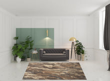 4' X 6' Brown Gray And Tan Wool Abstract Tufted Handmade Stain Resistant Area Rug