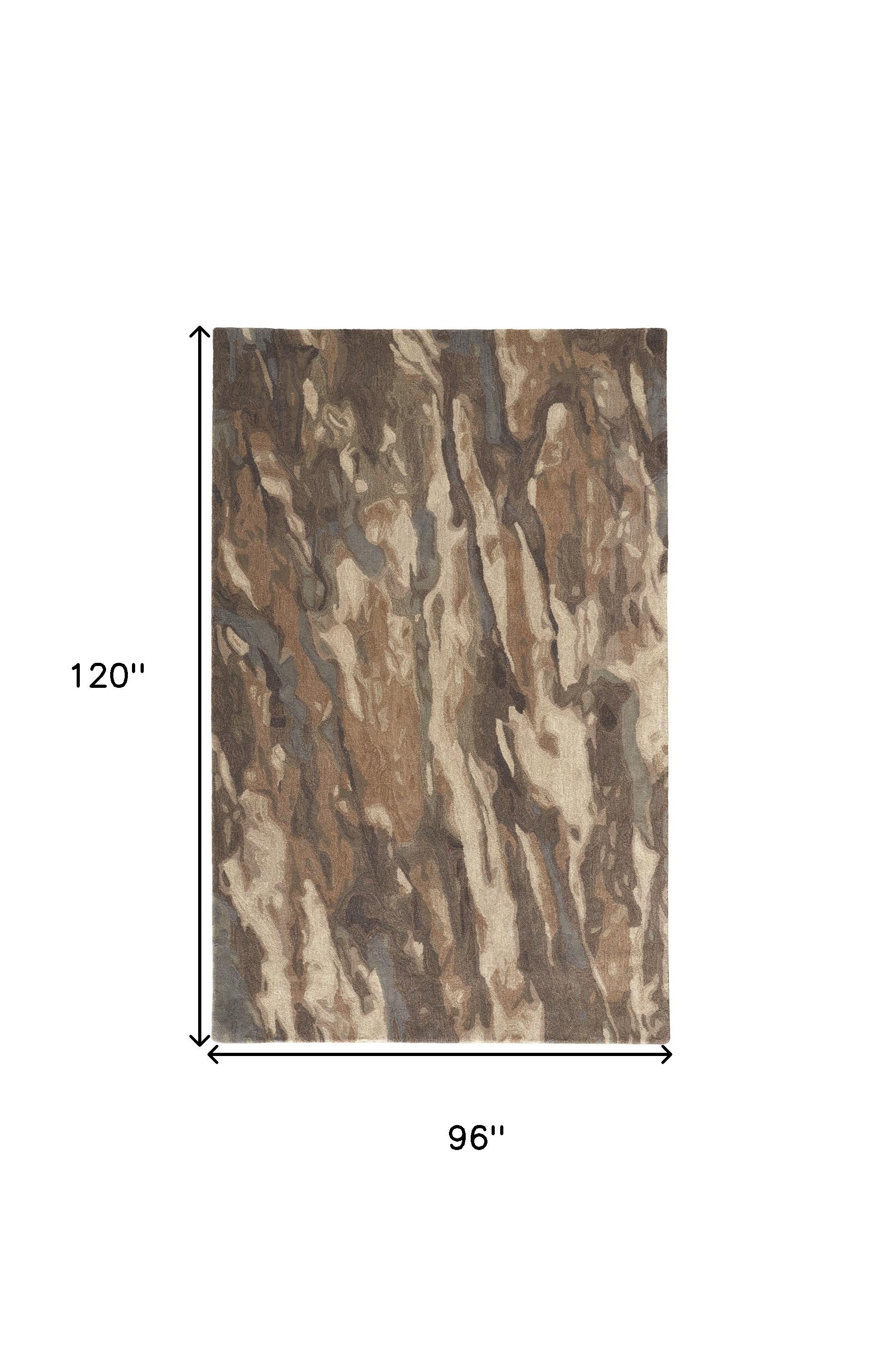 4' X 6' Brown Gray And Tan Wool Abstract Tufted Handmade Stain Resistant Area Rug