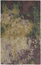 4' X 6' Gold Purple And Green Wool Abstract Tufted Handmade Stain Resistant Area Rug